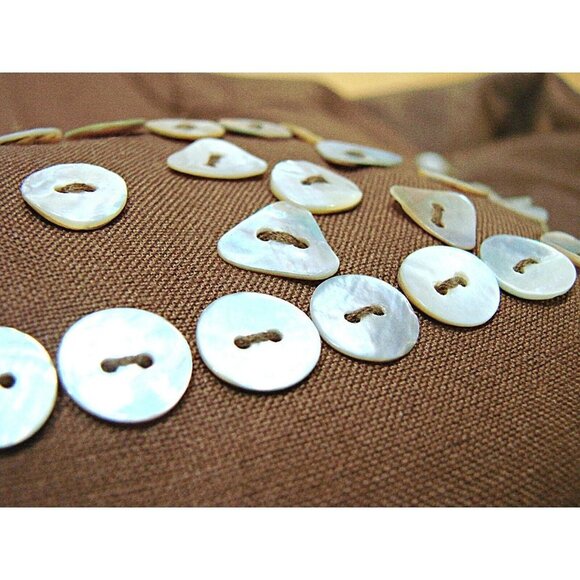 Coldwater Creek Linen Dress Suit and Jacket Brown Womens Sz 6 MOP Embellishments - Picture 10 of 15